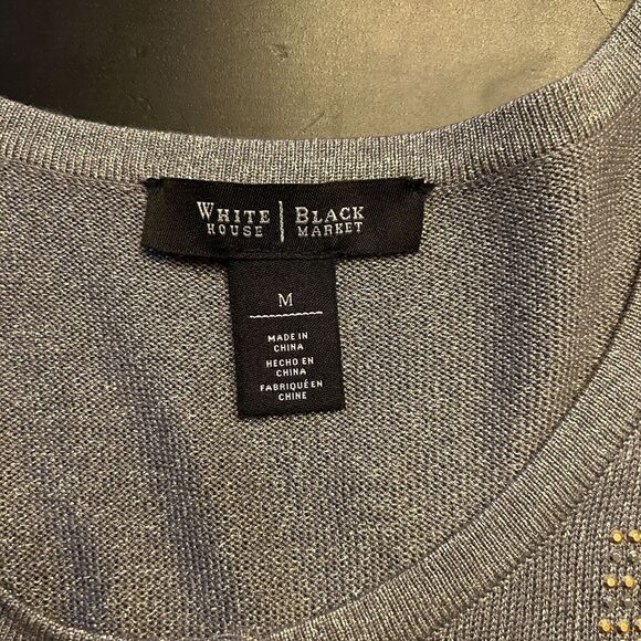 WHBM Sparkly Gray Cardigan Gold Silver Size Medium - Picture 10 of 13